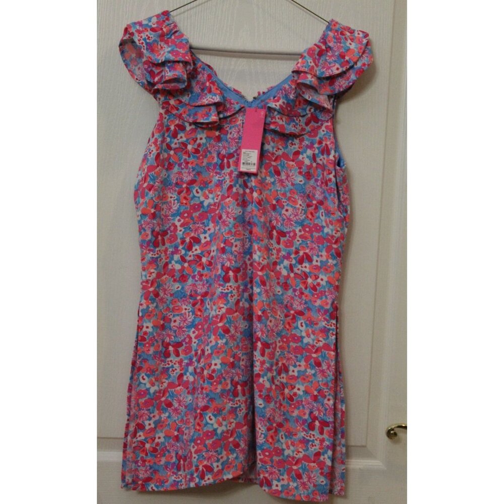 NWT Lilly Pulitzer Linwood Ruffle Romper in Aura Pink Baby Bloomer Size 10